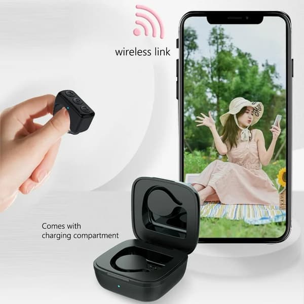 Musta Bluetooth-kaukosäädin, sopii iPhoneen, Androidiin