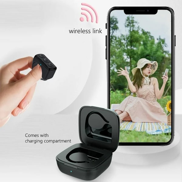 Svart Bluetooth-fjernkontroll for iPhone og Android