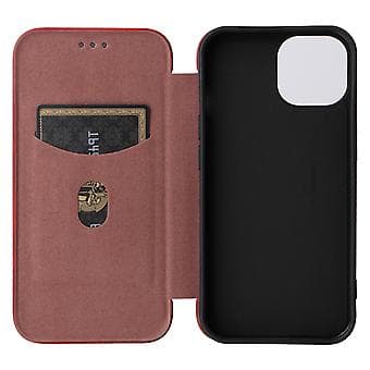 Lærtelefonveske for iPhone 15 Plus (Brun)