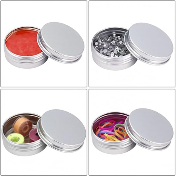 30 stk 30 ml aluminiumsboks med lokk kosmetiske bokser runde beholdere sølvboks for kosmetikk balsamlys