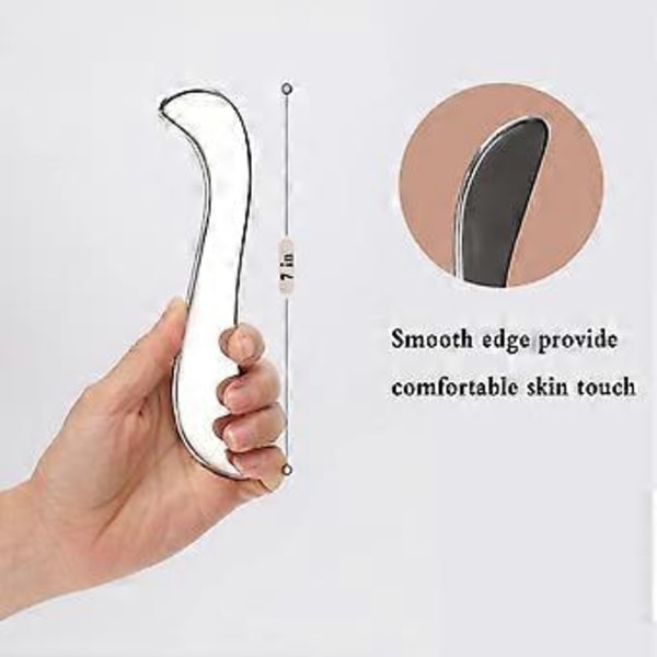 Gua Sha-værktøj i rustfrit stål, skrabebord S-formet skraber, muskelafslappende ( )