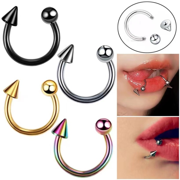 Horseshoe Nose Piercing Lip Piercing Septum Ring Set Kirurgisk Ste