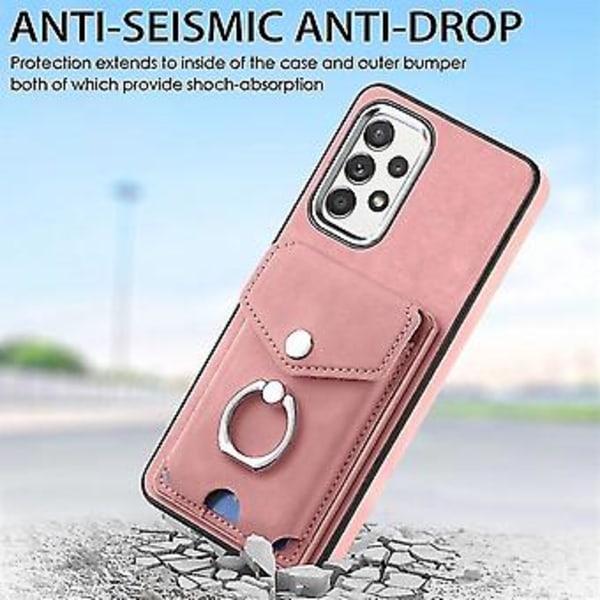 Telefonfodral för Samsung Galaxy A53 5g med elektropläterad läderkänsla, ring, kortficka och plånbok (svart) (rosa)