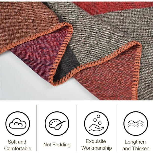 Rutiga färgblock - Röd dam vinter varm Pashmina sjal Wr