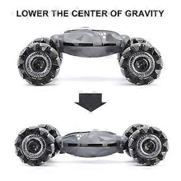 100% UUSI, Kauko-ohjattava auto pojille aikuisille, käsin ohjattava RC-auto, maastoajoneuvo Monster Trucks pojille eleohjattava RC-stunttiauto 360 asteen käännöksillä (harmaa)