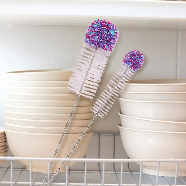 3 st Glasflaskborste Lång Flaskrengörare Babyflasktvätt f