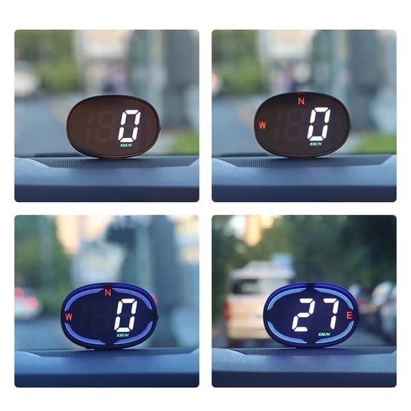 Auto HUD Head Up Display - Värikäs näyttö - Nopeusmittari KM/H MPH kompassilla ja nopeusvaroituksella -