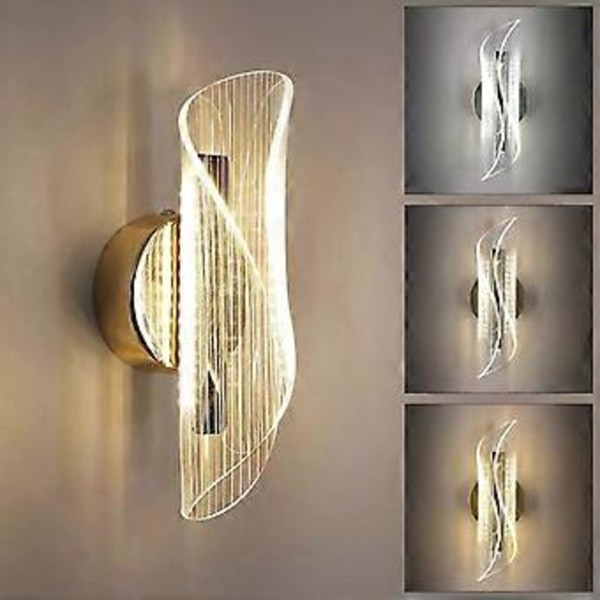 12W Akryl LED Væglampe Moderne Indendørs Væglampe Dæmpbar Guld Sconce Soveværelse