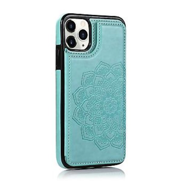 Blommig Läder Flip Plånbok Kortfodral Skal Fodral För iPhone 12 Mini Pro Max 11 (Grön)
