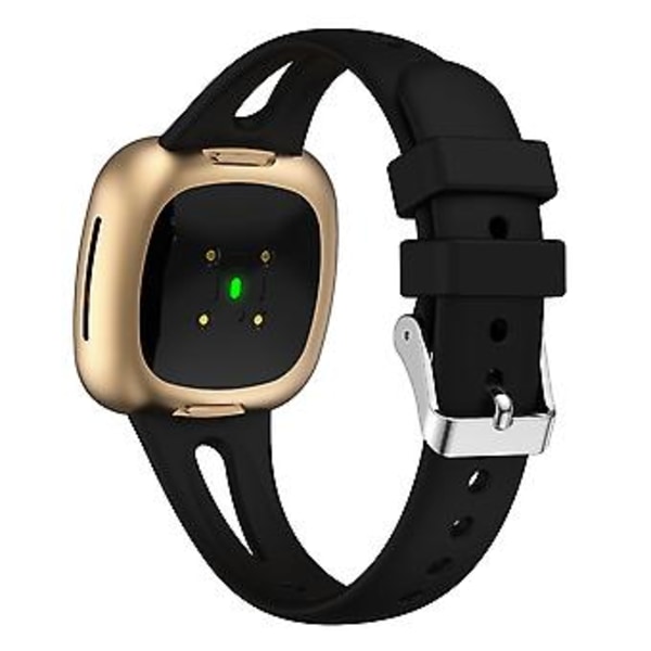 Til Fitbit Versa 3 / 4 Silikon Urrem S (Sort)