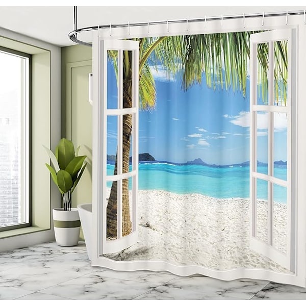 Strand Polyester Bruseforhæng (180*180cm), Tropisk Palm Strand T