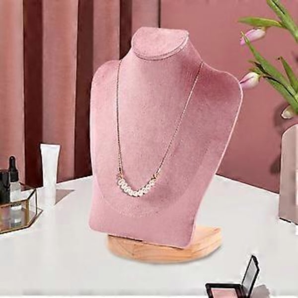 Halskæde Display Kæde Buste Stativ Holder Mannequin Vedhæng Kæde Organizer Præsentation Smykke Display Stativ til Stue (23 cm Pink Velvet)