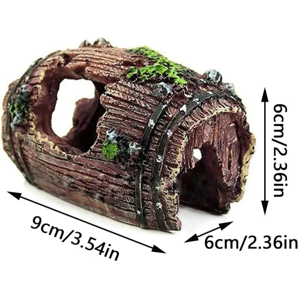 2 stk. Resin Cave Rock Dekorasjon Resin Broken Barrel Akvarium Akvarium Cave Decor Aquarium Resin Orn