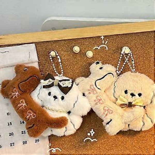 Hundeformet Plys Nøglering Blød Udstoppede Dyr Nøglering Tilbehør Taske Dekoration til Hverdagsbrug Børn Fødselsdagsgave Kaffe (Kaffe)