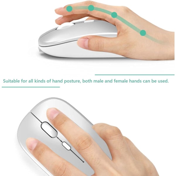 Oppladbar Bluetooth-mus, Bluetooth trådløs mus, Bluetooth