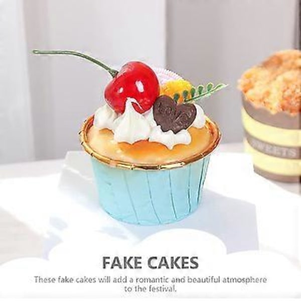 6 stk. Cupcake Dekoration Fake Desserter Kunstige Desserter Cupcake Ornament