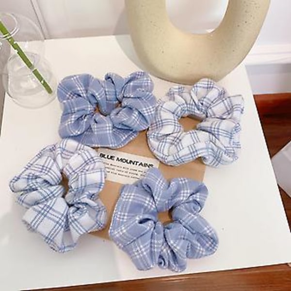 JUSCH 6 stk. Hårbånd Hårbånd Hårbånd Plaid Stof Hårbånd med Hestehale Hårtov Elegant Tyktarm Hårbånd----Blå Plaid,WZ-710R