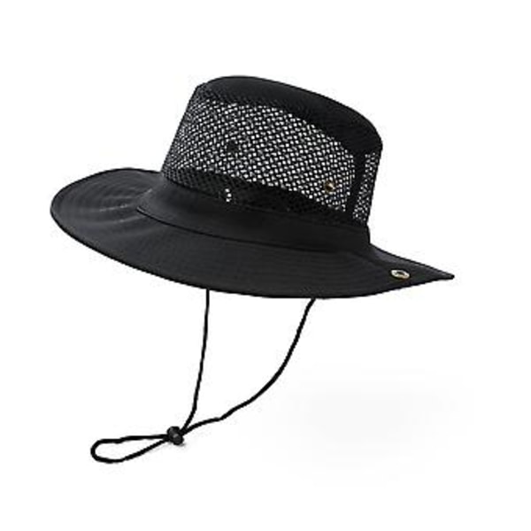 Sommerbøtte Boonie Hatt Fiske Solskjerm Kul Mesh Topp Hage Utendørs Caps Hatter (Svart)