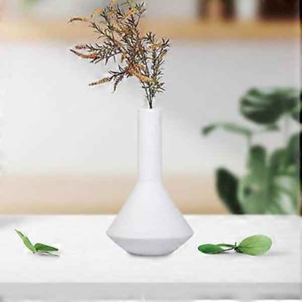 Keramisk kruka i keramik Vas Växtkruka Hållare Blomkruka Dekorationer Blomma Vas Knoppvas för Vardagsrum Bord Skrivbord Inomhus Jul (Vit)