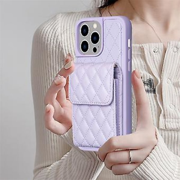 Vertikal Lommebok PU-etui for iPhone 15 Pro Max (Lilla)