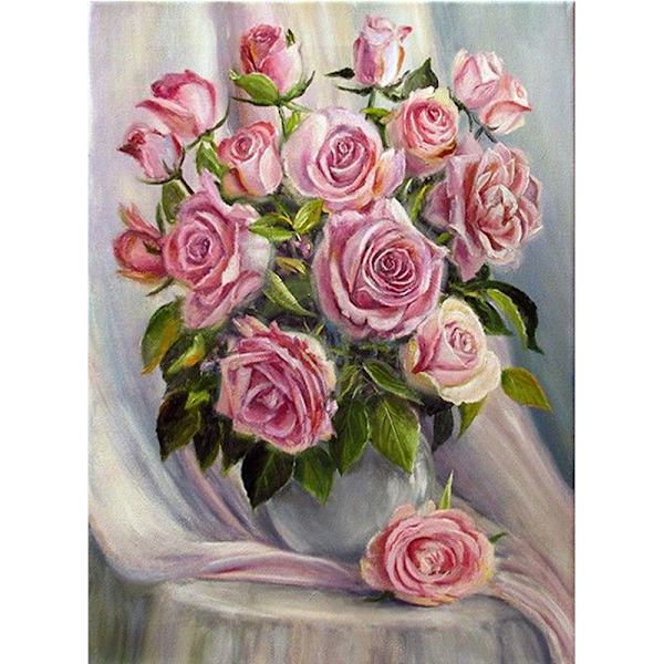 30x40 cm-22  5D Diamantmålning DIY Komplett, Blomsterkomposition