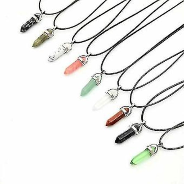 Naturlig Kvarts Chakra Krystall Healing Punkt Kutt Edelsten Hengesmykke Reiki Halskjede (Safir)