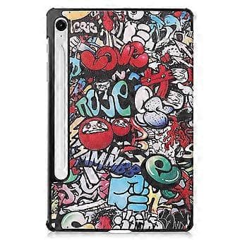 JSM PU-lær Smart Case til Samsung Galaxy Tab S9 FE 10.9 (Graffiti)