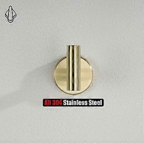 Badrums Handdukskrok Borstad Guld, Mässing Kläd- och Badrockkrok för Badrum Köksgarage Väggmonterad (2-pack), SUS 304 Rostfritt Stål 0,8 mm, TH