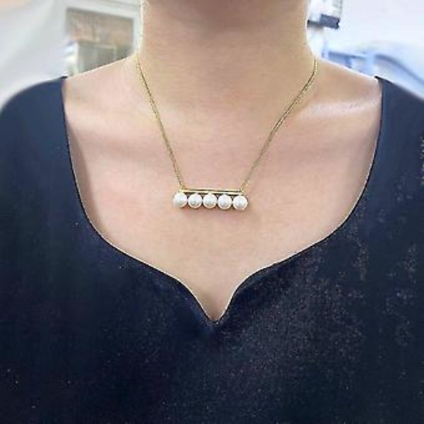 Halsband med pärlhänge i sterling silver, balanskæde, choker, damhalsband ( )