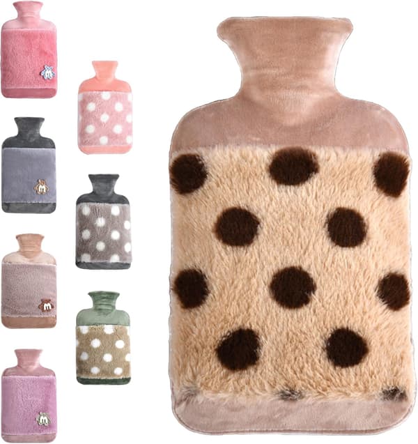 Khaki prickar Varmvattenflaska med lock, 2L Stor Gummi Varmvatten