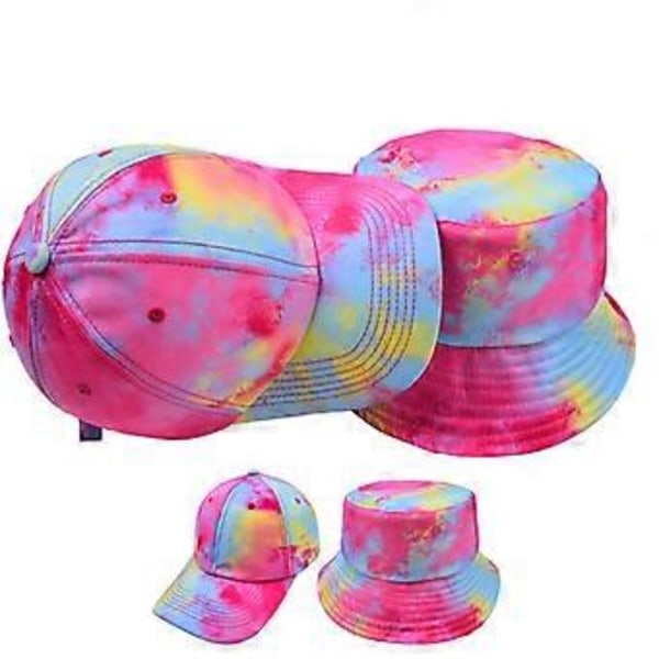 Bucket Hat i Bomull Unisex Sommar Resa Strand för Solhatt Utomhus Basebollkeps för Kvinnor Män Tonåringar för Sol UV för Prot Tie-dye rosaröd baseball