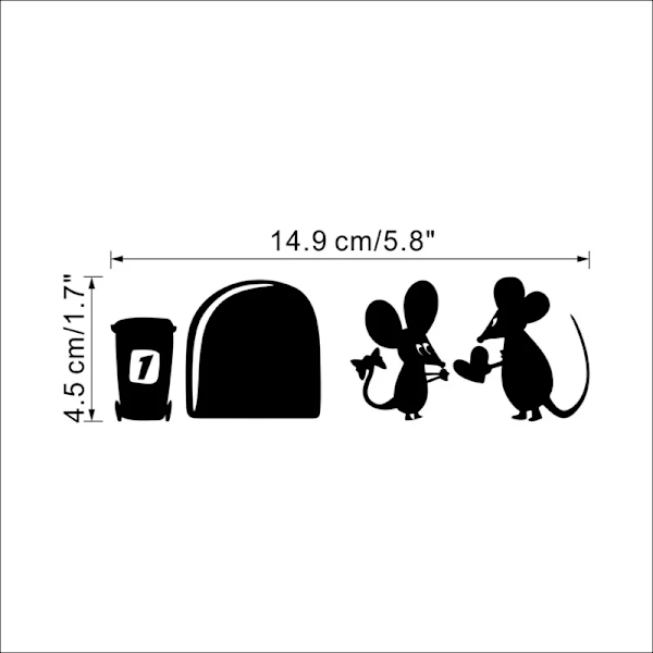 2 kpl Mignon Pari Souris Hiiri Reikä Sydän Seinätarra