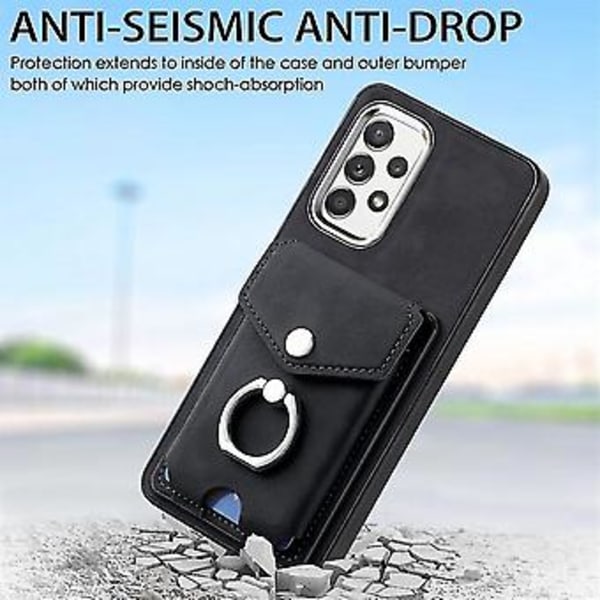 For Samsung Galaxy A53 5g Elektroplettering Skin-følelse Lær Ring Kort Lommebok Telefonveske (svart) (Svart)