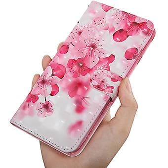 TPU + PU Lærveske til Galaxy S9 (Rød Blomst)
