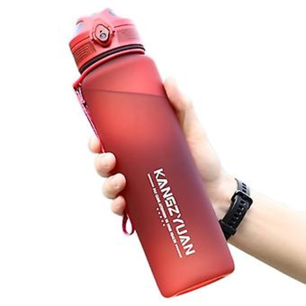 JUSCH Explosiv Tritan Bärbar Sportvattenkopp Sommar Utomhus Ridning Fitness Fall-Resistant Stor Kapacitet Vattenflaska Druv Röd 1500ml(WZ2093)