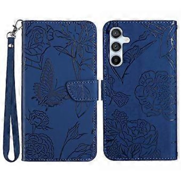 Plånboksfodral i PU-läder med präglad design för Samsung Galaxy F34 5G/M34 5G, stativfunktion och handledsrem (Stil D)