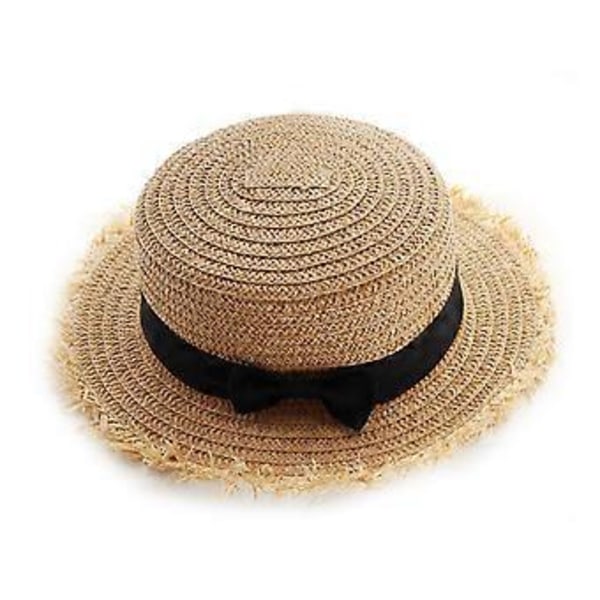 50% rabatt på strandhatter for kvinner Bredbremmet solstråhatt for kvinner UPF 50+ UV-solbeskyttelse Solhatt Sammenleggbar rullehatt (Lys kaffe barn)