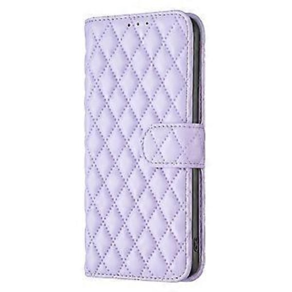 Plånboksfodral för Samsung Galaxy F34 5G/M34 5G i PU-läder med präglad rutnätsdesign och stativ (Stil B)