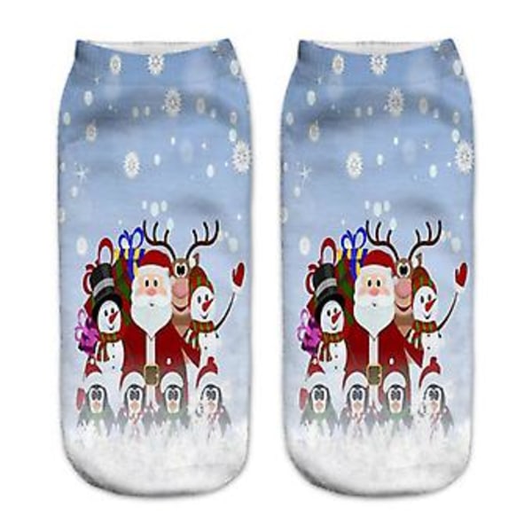 Unisex Jule-Strømper Novelty Ankelstrømper Julemanden Korte Strømper Gave (1 Par Julemand Familie)