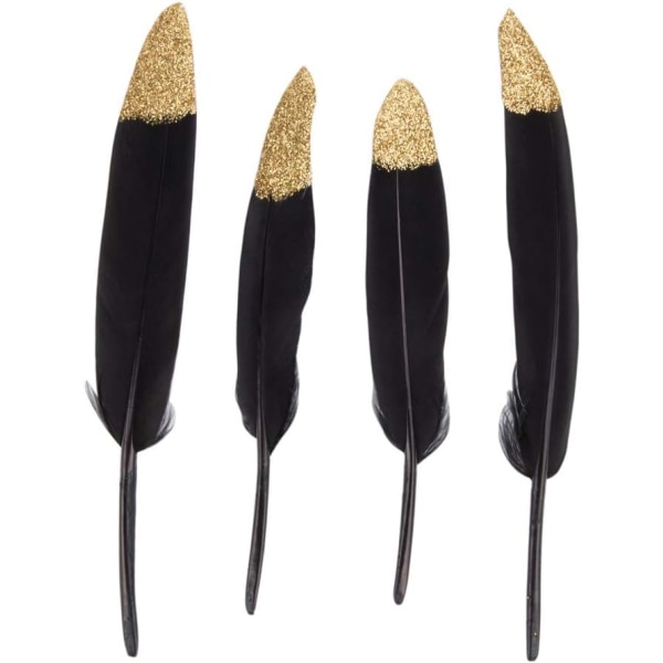 40 st guld/svart doppad fjäderdekoration（15-20cm）, perfekt för kostymer, hattar, heminredning, fest, vi