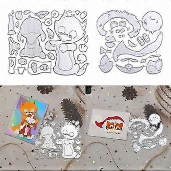 Fox Dog Metal Skæreforme Embossing Skabelon Metal Stenciler Scrapbooking Kort (HQ1087)