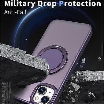 Kompatibelt magnetisk deksel til iPhone 14, kompatibelt med MagSafe ringstativ (lilla)