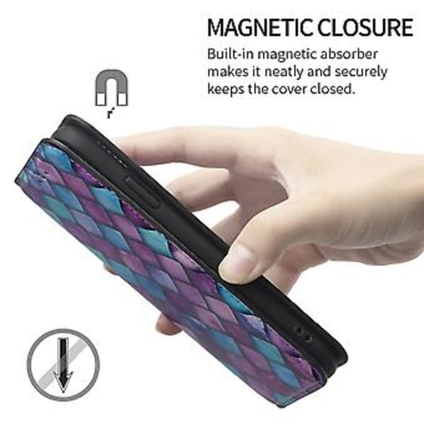 Färgglatt Magnetiskt Läderfodral För Samsung Galaxy A12 (Lila Skal)