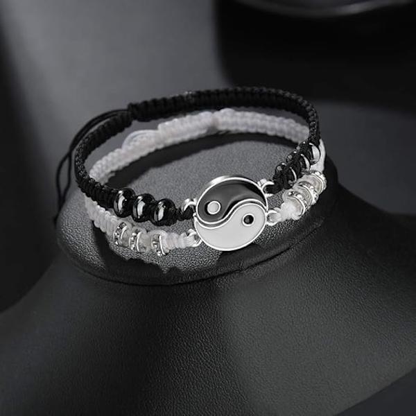 Armband 2 Matchande Yin Yang Justerbara Snöre Armband för Vänner