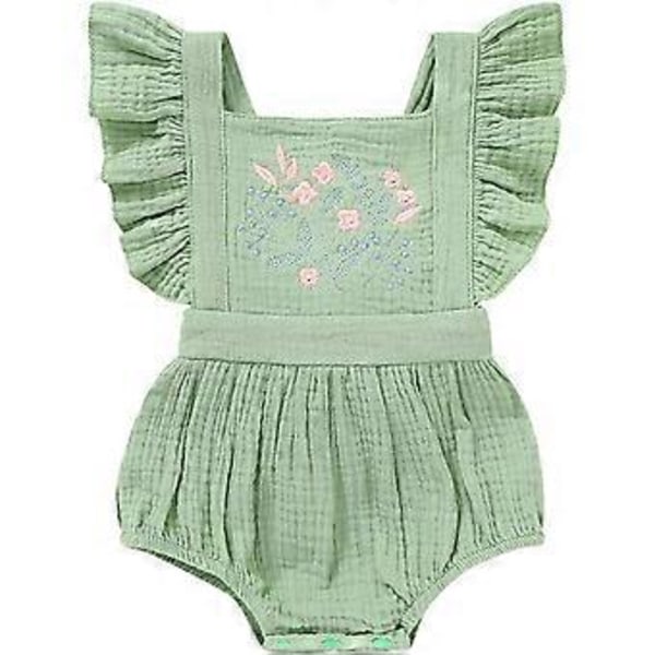KATEA Toddler Baby Jente Ruffled Ermeløs Romper Casual Sommer Jumpsuit Bomullslin Klesplagg