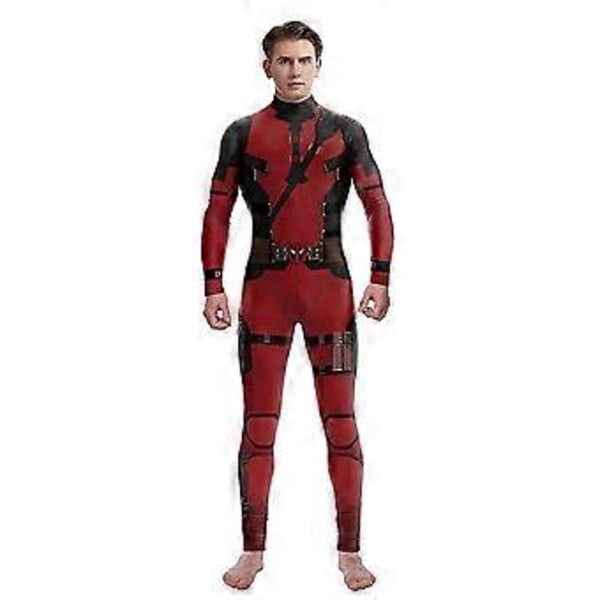 Wolverine Deadpool 3 Herr Cosplay Party Kostym Jumpsuit Halloween Maskerad Kläder (XL Röd)