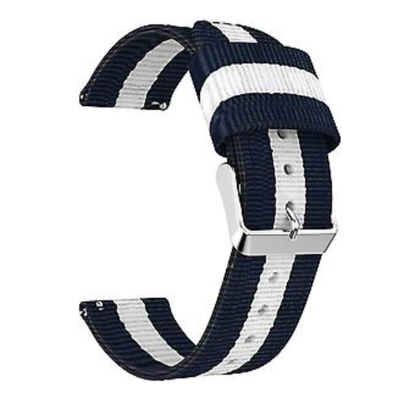 22mm Nylon enkeltringrem for Huawei Watch GT2e GT2 46mm (Marineblå Hvit)
