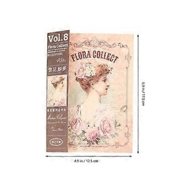 4 Böcker DIY Materialpapper DIY Hantverkspapper Blommönster Scrapbook Vintage Scrapbook-papper