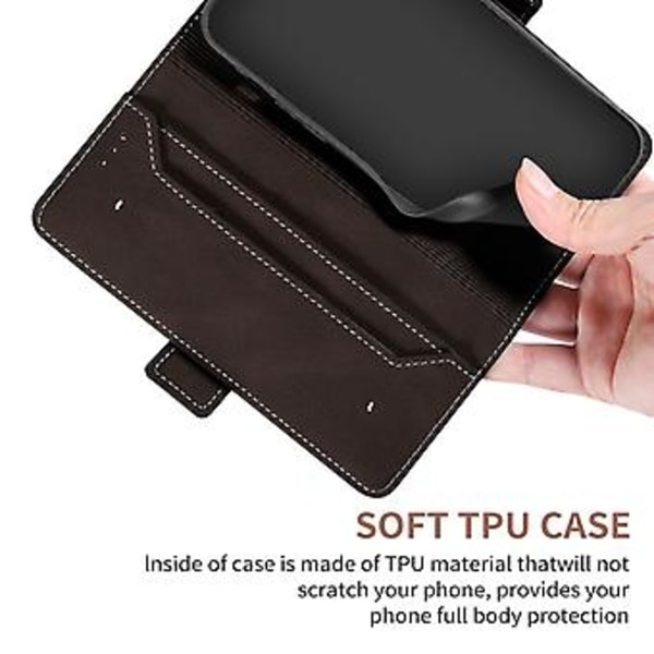 RFID Lærtelefonveske for iPhone 15 Plus (Brun)