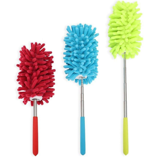 3-pack mikrofiberhanddammsugare förlängningsbar dammborste tvättbar